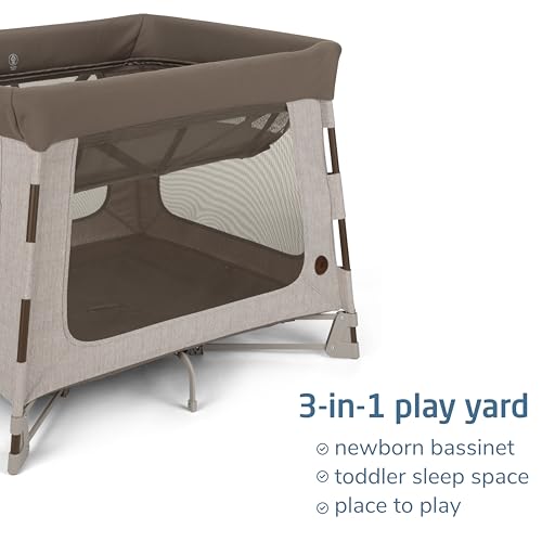 Image of Maxi-Cosi Swift Baby Playard with Mat, Baby Playpen, Play Yard with Bassinet, Portable Playpen for Babies and Toddlers, Truffle