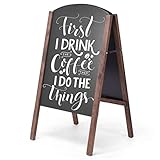 GiantexUK Folding A-Frame Chalkboard, Double Sided Blackboard with Adjustable Angle and Non-Slip Pads, Replaceable Pavement Board Advertising Display Stand for Café, Pub, Restaurant