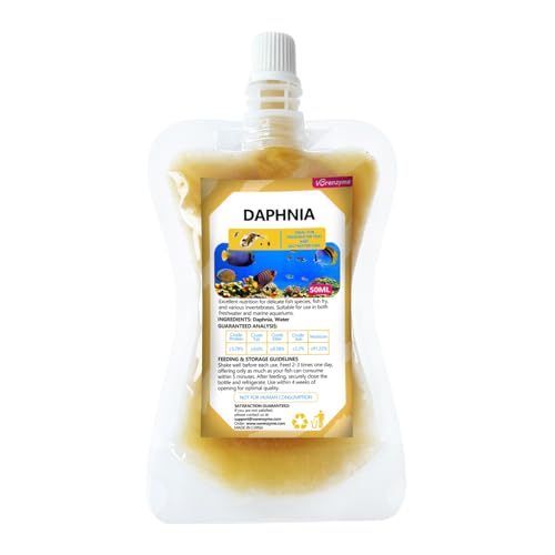 Vorenzyme Instant Daphnia Fish Food - No Hatch High Protein Fry Food with Astaxanthin for Betta Guppy Discus Tropical Fish Corals Jellyfish & Seahorses in Saltwater & Freshwater Aquarium (50ml)