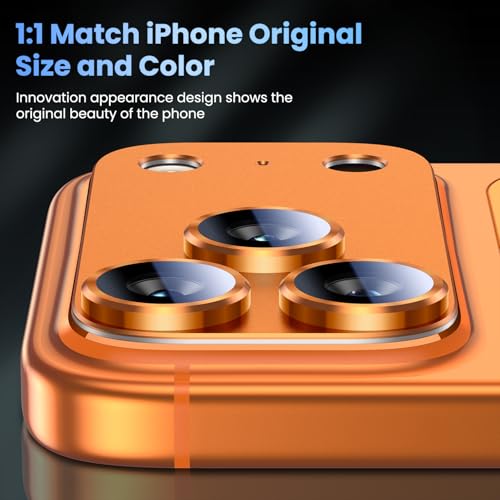 Image of Uyiton Compatible with iPhone 17 Pro Max Camera Lens Protector - [Not Easy to Break][Strong Adsorption][Case-Friendly] Metal Tempered Glass Rear Camera Screen Cover - Cosmic Orange