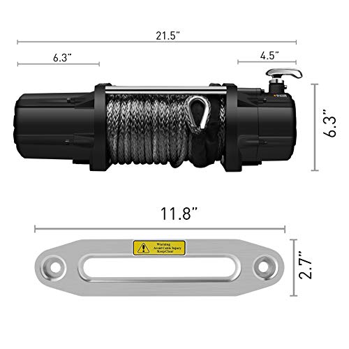 ZEAK 12000lb. Electric Truck Winch Synthetic Rope, Waterproof Off Road, for Truck SUV, with Wirless Remote - Thumbnail 5
