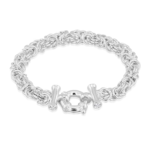 Bracelet byzantin en argent sterling 9 mm et oxydes de zirconium Tuscany Silver pour femme