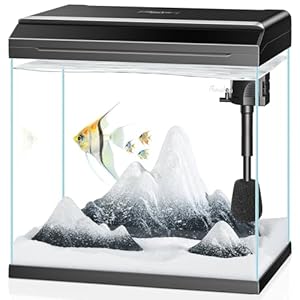 PONDON 7 Gallon Fish Tank with Detachable Lid, Low-Iron Glass Aquarium Starter Kit with LED Light, Beginner-Friendly Betta Aquarium with Removable Filtration