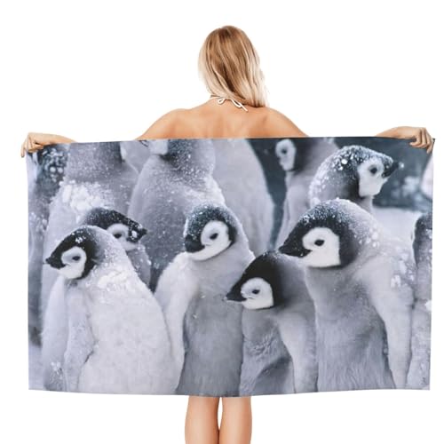 Serviette de bain pingouin microfibre ultra absorbante et séchage rapide
