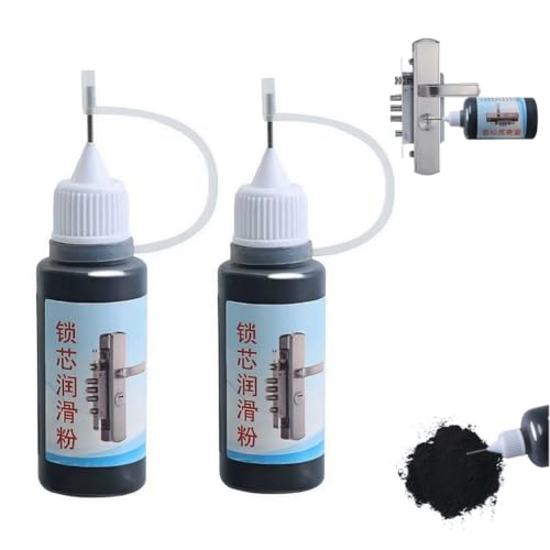 Lock Cylinder Lubricant, Graphite Powder Lubricant for High Security Cylinder Lock, Fast Acting Graphit, Graphite Lock Lubricant, Door Hinge Oil Long-Lasting Lubricant (Black 2pcs)