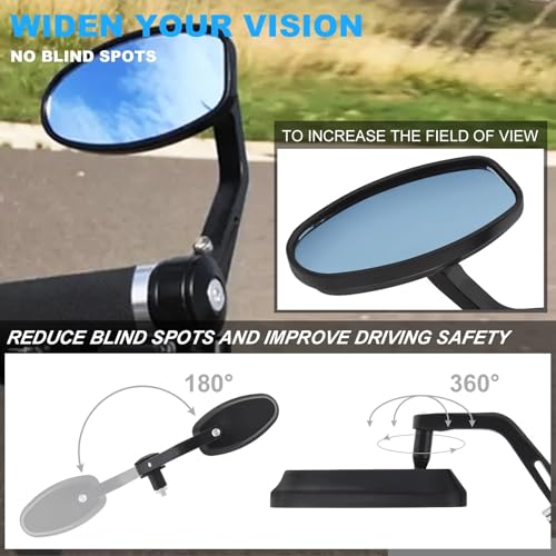 Espejo retrovisor universal de motocicleta en aluminio mecanizado para manillar 22 mm 5