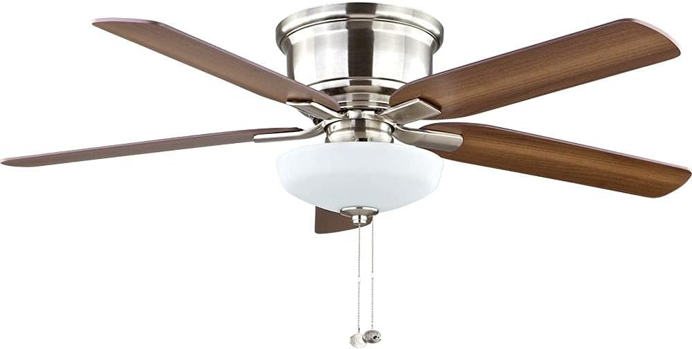 Hampton Bay Holly Springs Ceiling Fan features including mounting, light kit, airflow, and blade finish