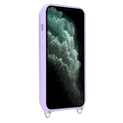 Image of for iPhone 11 Pro Phone Case with Card Holder and Strap for Women,Crossbody Lanyard,Kickstand Ring Stand,Snap Clasp,Phone Wallet Cases 5.8 inch(Purple)