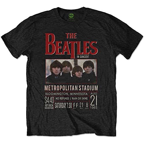 Image of The Beatles T Shirt Live Minnesota 1965 Band Logo Official Mens Black XL