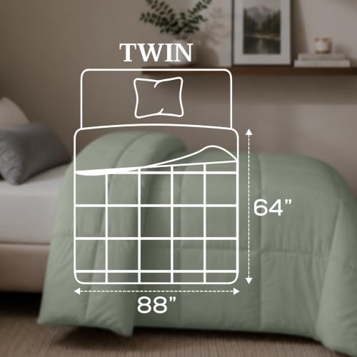 Image of Utopia Bedding Duvet Insert, Twin Comforter 64 x 88 Inches, Sage Green