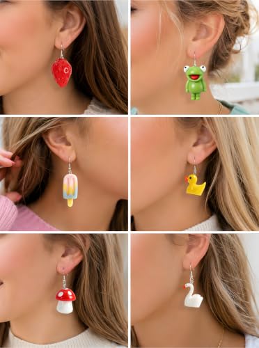 LUYI 36 Pairs Cute Earrings for Women, Aesthetic Resin Dangle Jewelry Gift - image 7