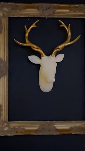 Amazon｜Smarten Arts 人工鹿の頭 壁装飾 ホワイト フェイクファー