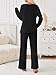 LILLUSORY 2 Piece Lounge Sets Matching Fall Outfits Pajamas Casual Travel 2025 Sweatsuits Soft Airport Wide Leg Clothes Long Sleeve Fashion Vacation Tracksuits Black M