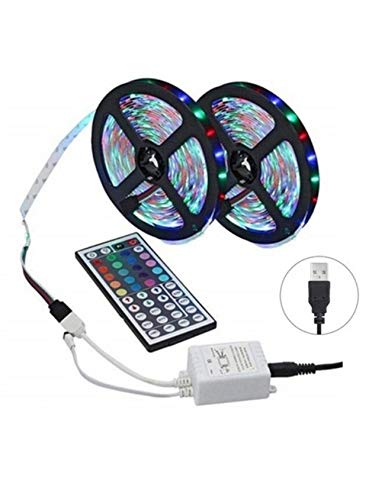 Bestgift RGB-Lichtleisten-Kits einstellbar Fernbedienung Küchenschreibtisch für Zimmer Schlafzimmer Atmosphäre Mehrzweck Lichterkette Dekorative Lichter Farbwechsel LED-Lichtleisten Mehrfarbig 5m Cover