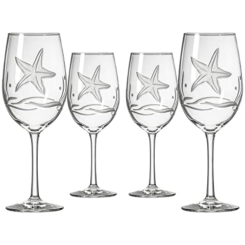Rolf Glass Starfish All Purpose Wine Glass 18 Ounce | Set of 4 Large Wine Glasses | Lead-Free Glass | Engraved Large Wine Glasses | Made in the USA Cover