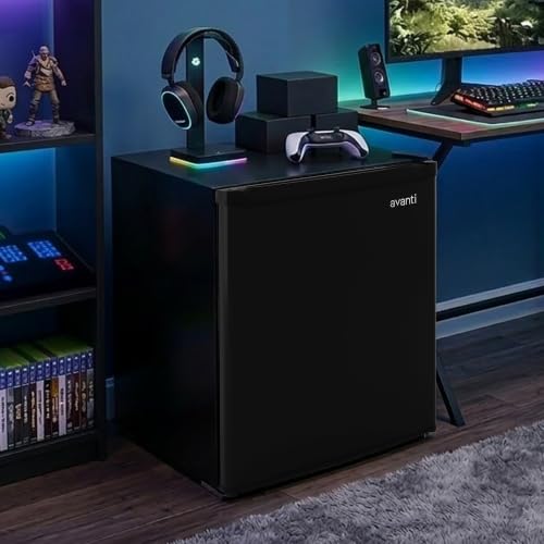 Image of Avanti Mini Fridge 1.6 Cu. Ft. Compact Refrigerator for Dorm, Office & Bedroom, Chiller Compartment, Glass Shelf, Reversible Door with Automatic Defrost, ENERGY STAR, Black