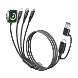 A-Pce 4-in-2 Multi Charging Cable with Smartwatch Charging, Black-6FT
