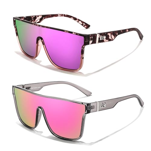 Image of FEISEDY Sunglasses for Women Men, Fashion Mirrored Single Lens Shades | 80s Rave Neon Oversized Sun Glasses, Driving Beach UV400 Sunnies B2996