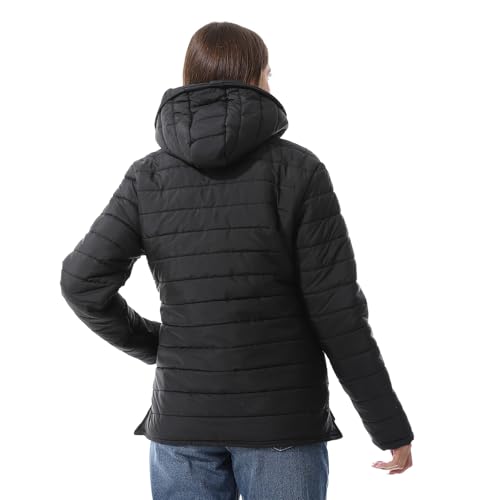 جاكيت منتفخ سادة مقاوم للماء بسوستة، لون اسود، مقاس 5XL، من اندورا، للنساء