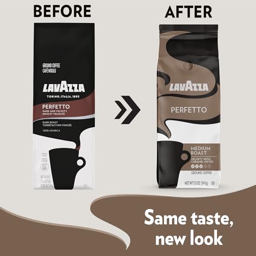 Image of Lavazza Perfetto Ground Coffee Blend, Dark Roast, 100% Arabica, Full-bodied, 12 oz - Packaging May Vary (Pack of 4)