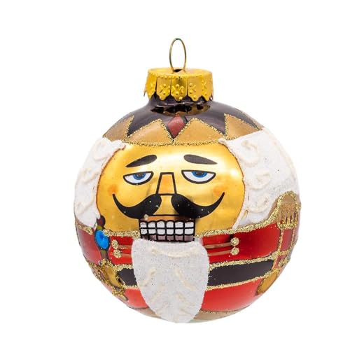 Kurt Adler Nutcracker Design Glass Ball Ornament, 65mm, Set of 4