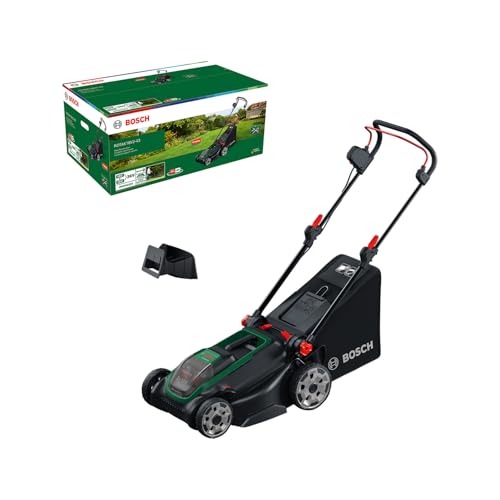 Bosch Tondeuse à gazon sans-fil ROTAK18V2-43 (largeur de coupe: 43 cm, hauteur de coupe: 30-75 mm, sac de ramassage en tissu de 40 l, accessoire de mulching, sans...