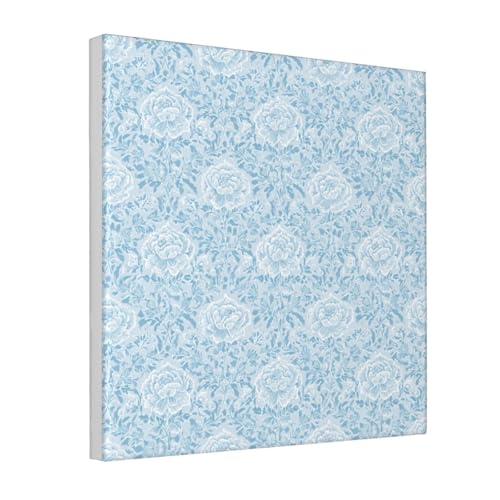 Lienzo de rosas azul pastel Woshuwo: cuadro decorativo enmarcado de 30x30 cm para pared