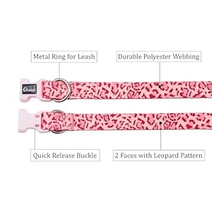   Dog-Collar-Leash-Set-Leopard-Pattern-Polyester-Material-Adjustable-Collar-and-5ft-Matching-Leash-for-Medium-DogsM-Pink-Leopard