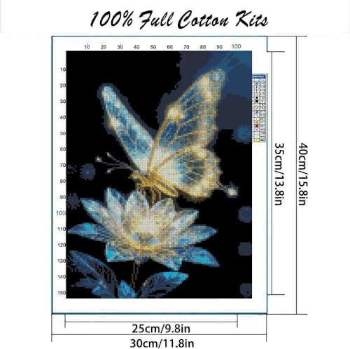 Image of Butterfly Flower Stamped Cross Stitch Kits Flower Cross Stitch Patterns,Dimensions Cross Stitch Kits Embroidery Kit Arts and Crafts for Beginners 15.7x11.8 inch