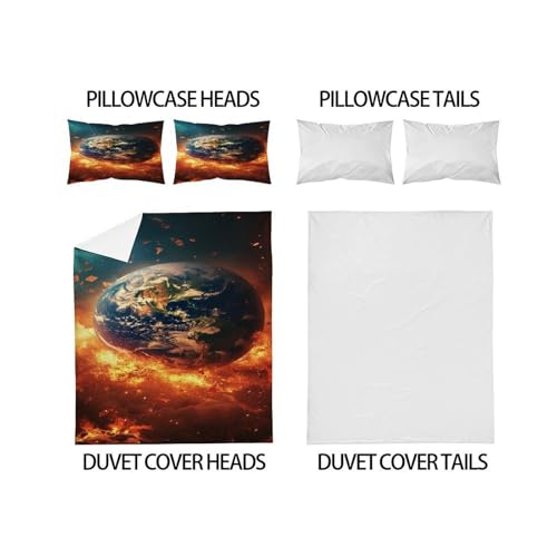 Parure de couette 260x220 housse de lit microfibre avec taies d'oreiller - 4