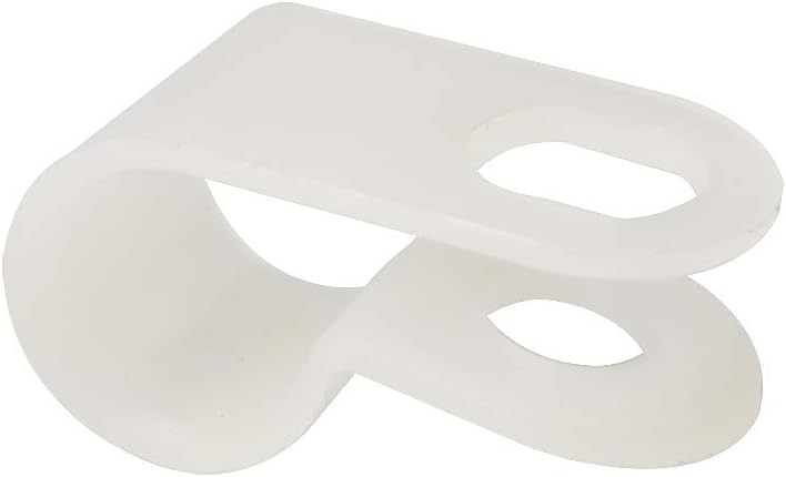 Cable Clamp R-Type Cable Clip Wire Clamp 1/4-inch Nylon Screw Mounting Cord Fastener Clips with Screws for Wire Management - White - 50 Pcs