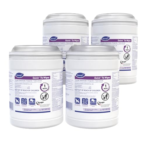 Image of Oxivir Diversey 101105152 Tb Disinfectant Small Wipes, Accelerated Hydrogen Peroxide Based Cleaner Disinfectant, Ready-to-Use, Unscented, 160-Wipes, 1-Canister (Pack of 4)
