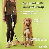 Tuff Mutt Hands Free Dog Leash for Walking Running Hiking, Waist Leash with Bungee, Adjustable Belt, Reflective Double Handle Design for Large Medium Dogs
