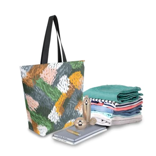 Extra Large Shoulder Tote Bag for Beach Travel Weekender Gym Green Brown Snake Skin Pattern Reusable Grocery Canvas Shopping Bag3