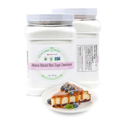 Keystone Pantry - Allulose Sweetener, Low Calorie and Low Carb Sugar Substitutes, Natural Allulose Sugar Substitute, Gluten, Soy, and Sugar Alcohol-Free, 3 Lbs.