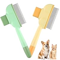 Hpmjz 2 Stück Fellbürste Katze Katzenbürste Selbstreinigender Flohkamm Selbstreinigende Haustierbürste mit Auslöseknopf Edelstahl-Metallzahnkamm für Hunde Reinigung Von Losem Verknotetem Fell