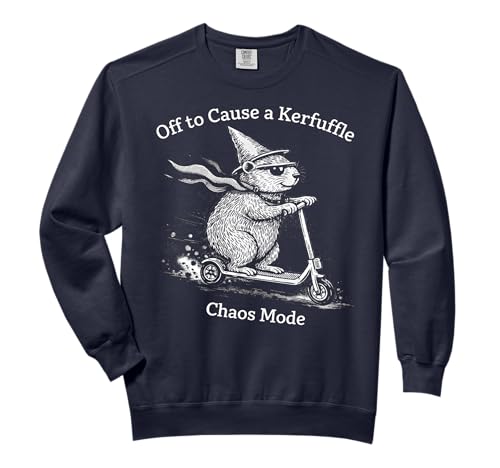 Off to Cause A Kerfuffle Funny Capybara Scooter Chaos Mode Comfort Colors Adult Sweatshirt