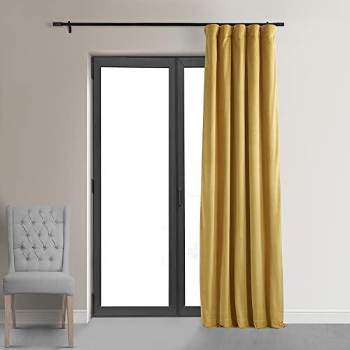 HPD Half Price Drapes Signature Velvet Thermal Blackout Curtains for Living Room 108 Inch Long (1 Panel) Rod Pocket Insulated Blackout Curtains for Bedroom Window Curtains, 50W x 108L, Fool's Gold