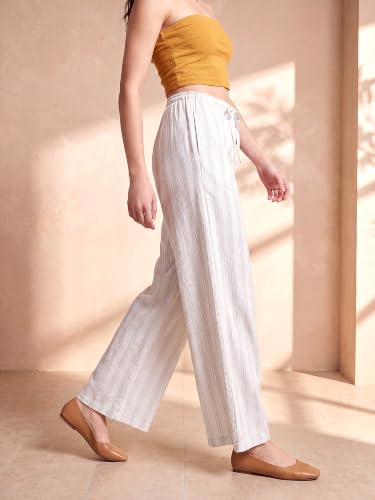 Image of PURVAJA Women's Comfort Wide Leg Full Length Flat-Front Printed Trouser