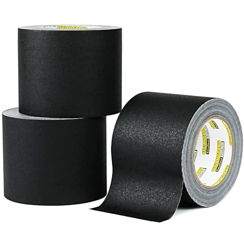 CHUANGDANG 3-Pack Black Gaff Tape,4 inch x 30 Yards,Black Gaffers Tape,Matte Gaffer Tapes for...