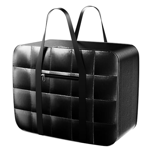 Image of Kuber Industries Storage Bag | Parachute Travel Duffle Bag | Foldable Underbed Storage Bag | Attachi Storage Bag For Clothes with Handle | Medium | Black