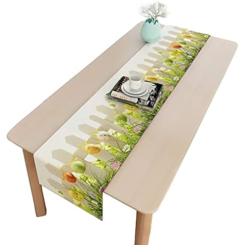JeoPoom 33 * 150cm Tischläufer Bunte Ostern Cover