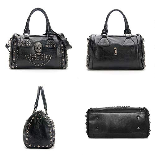 Alwaysky AS-164E Women Skull Handbag Tote Purse Large Capacity Gothic Shoulder Bag With Strap Studded Doctor Handbag thumb #1