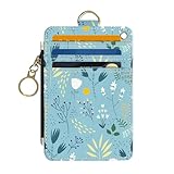 DATOUCAT Slim Wallet Credit Card Holder, Blue Floral Print, RFID Wallet Women Cute Small Front Pocket Wallet...