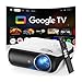 Official Google TV Smart Beamer 4k, HAPPRUN 25000L Full HD Beamer Heimkino mit Dolby Audio, Wi-Fi & Bluetooth, Integrierte Streaming-Apps, 300" Projektor Kompatibel mit Spielkonsolen und Handy