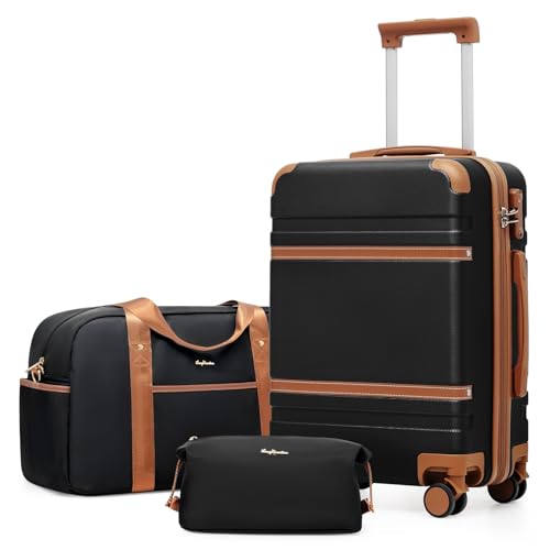 LONG VACATION Carry On Luggage Set 3 Piece, 20 Inch ABS+PC