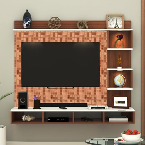 Image of TV Cabinet for Bedroom 32 inch to 65 Inches Engineered Wood TV Entertainment Unit Back Side 3mm UPVC Self Adhsive Waterproof Sheet and Lights (Copper, 24-40 Inches, Without Fitting)