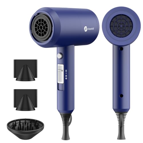 Slopehill Professional Ionic Hair Dryer Powerful 1800W Fast Drying Low Noise Blow Dryer with 2 Concentrator Nozzle 1 Diffuser Attachments for Home Salon Travel (Prussian Blue)
