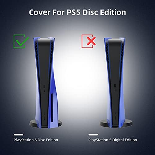 NexiGo PS5 Accessories Cover Set, PS5 Controller Faceplate & Protective Shell Cover for PlayStation 5 Disc Edition, Anti-Scratch Dustproof Protective Cover for Sony PS5 Console (Blue)