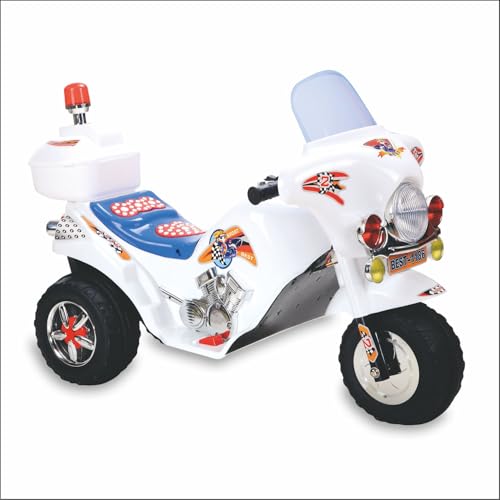 Image of Toyzone Bullet Electric Bike - White | Rechargeable Bike 6V | Powered by 4.5 ah Battery | Music Player with Bluetoooth & USB | 6 Month Warranty on Battery | Make in India | for Kids 2+ Years